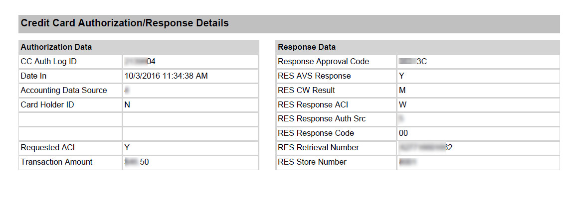 List of Credit Card Authorization Response Codes